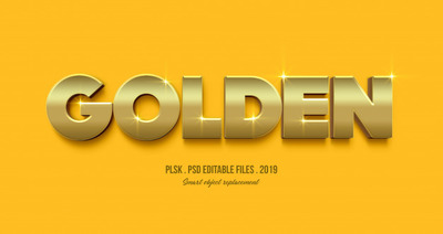 金色3D文本风格的效果样式[PSD]