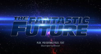 奇妙的未来3D文字风格的效果样机[PSD]
