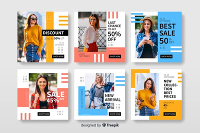 时尚现代社交媒体照片促销广告模板