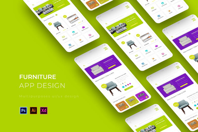 家具商店应用APP UI （AI,PSD,XD,JPG）