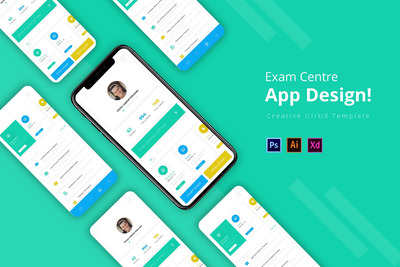 考试中心应用APP UI（AI,PSD,XD,JPG）