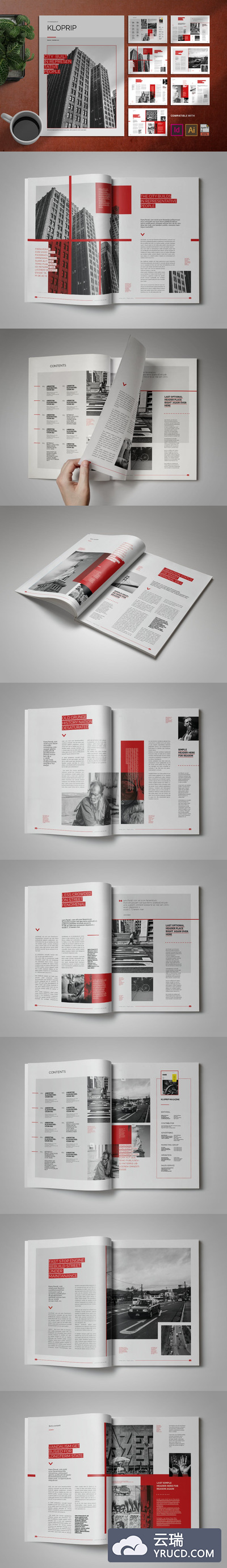 时尚高端简约多用途多格式画册宣传册杂志房地产楼书设计模板-INDD，AI，EPS，PDF
