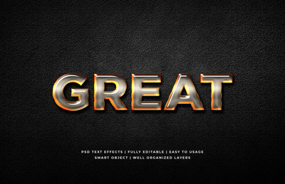 金属3D文本风格的效果样式[PSD]