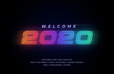 彩色渐变2020文本风格效果样式[PSD]