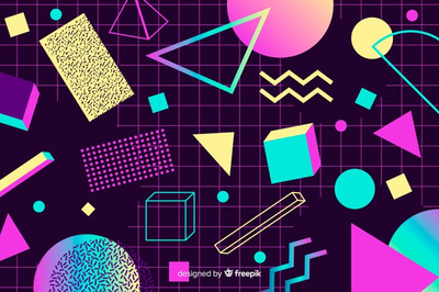 80年代风格不同形状的几何背景