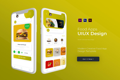 美食外卖订餐UI设计模板下载（PSD,AI,XD）