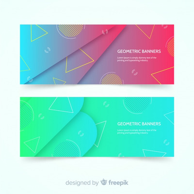 彩色抽象几何设计横幅模板