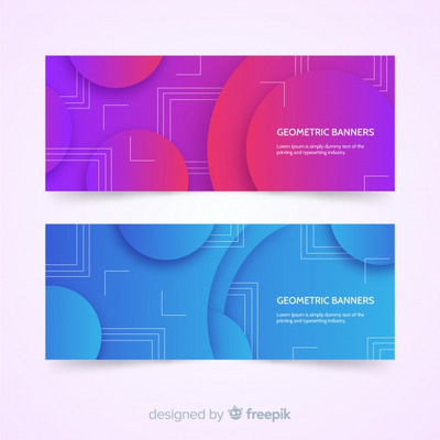 彩色抽象几何设计横幅模板