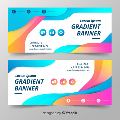 彩色梯度广告横幅设计模板