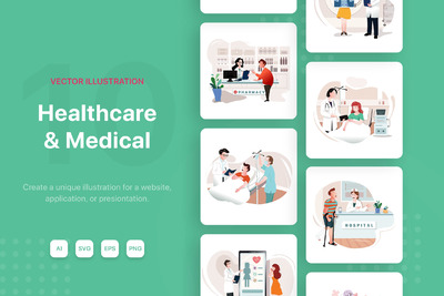 医疗健康相关主题的矢量APP插画素材（AI,EPS,JPG,PNG,SVG）