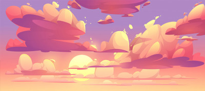 日落夕阳天空与云的插图