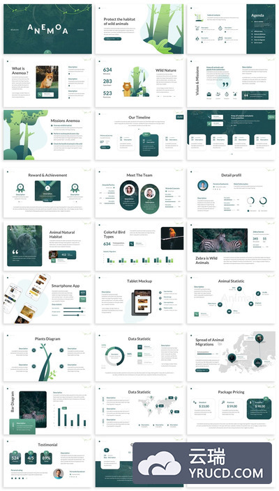 绿色环保自然相关项目的PPT模板（PPTX）