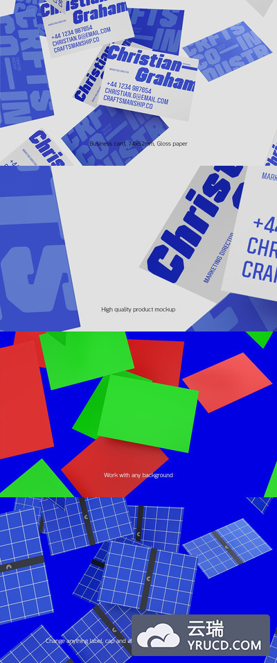 自然散落效果的名片设计展示样机下载（PSD）