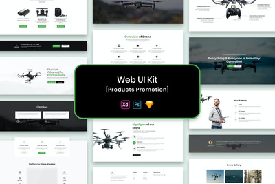 专为无人机业务设计的WEB UI网站设计模板（PSD，XD，SKETCH）
