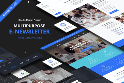 时尚高端简约多功能多功能电子通讯模板web ui网站设计模板（PSD，AI，EPS，XD，SVG）