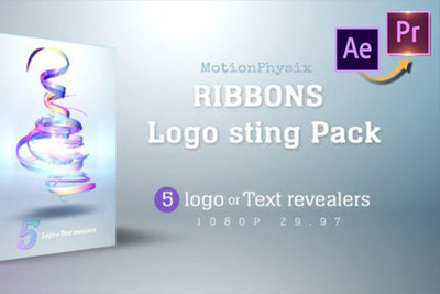 多彩丝带特效Logo演示视频PR模板