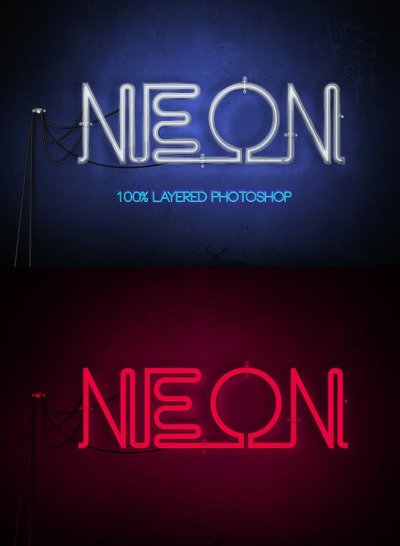 3D立体霓虹灯图层样式-psd