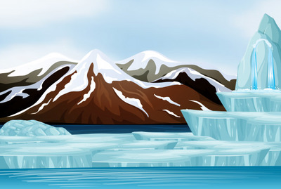 山上积雪的景象矢量插画