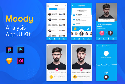 最佳的情绪,自我和心理治疗业务APP UI KIT下载 (FIG,PSD,SKETCH,XD)