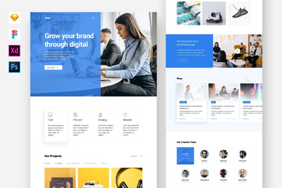 数字广告设计代理企业网站模板（SKETCH,FIG,XD,PSD）