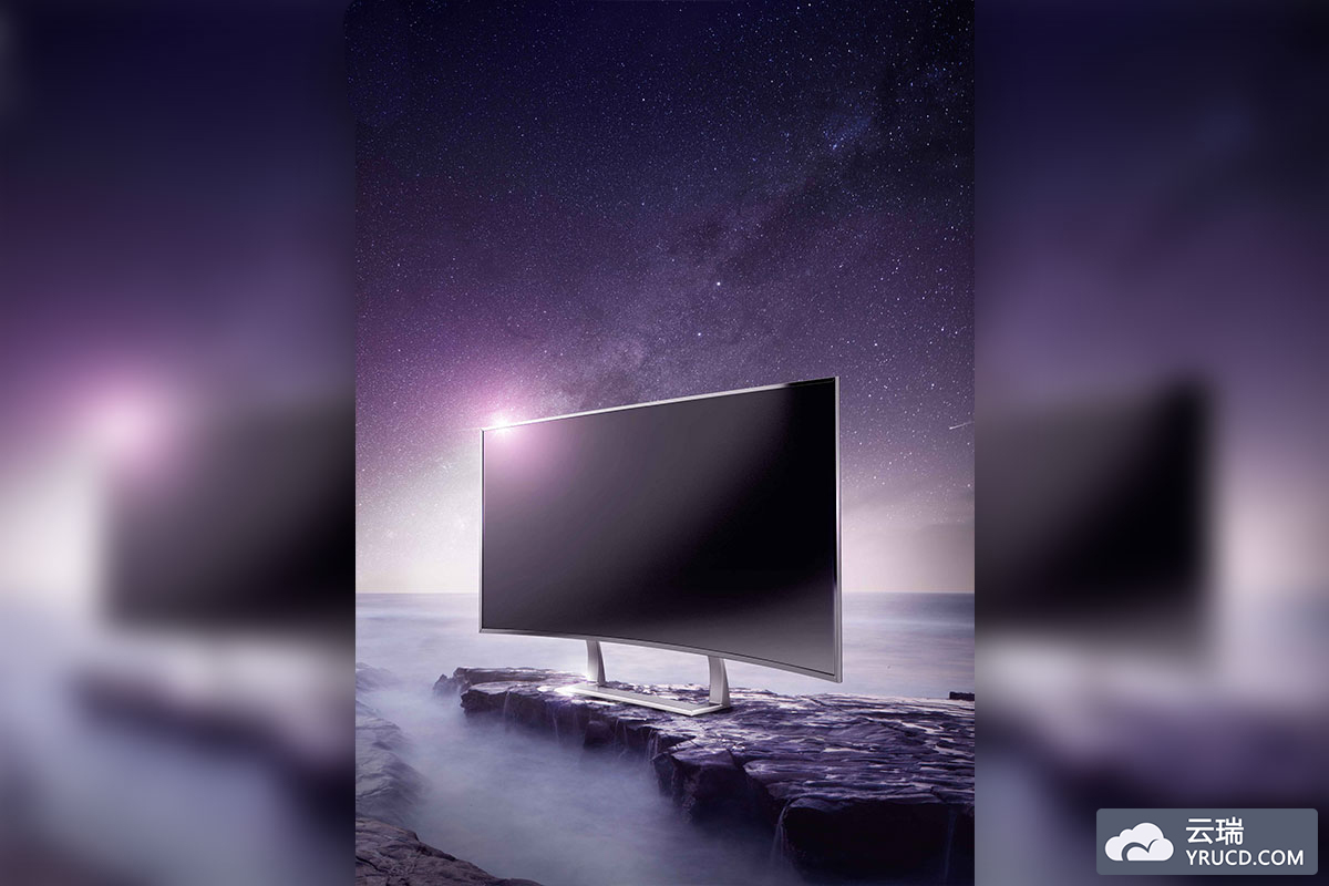 曲面巨幕电视广告视觉海报设计模板