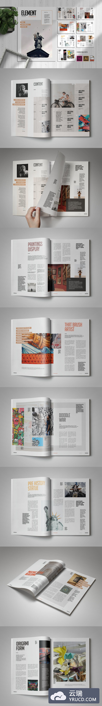 时尚高端多用途时尚杂志宣传册画册品牌手册宣传册房地产楼书杂志设计模板-INDD，AI，EPS，PDF