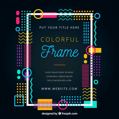 孟菲斯风格的彩色抽象框架背景