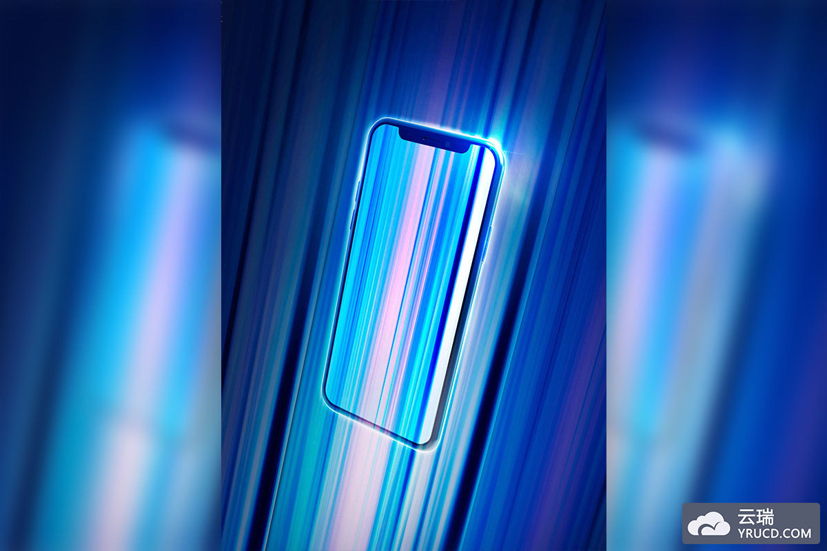 渐变多彩全面屏手机广告视觉海报设计