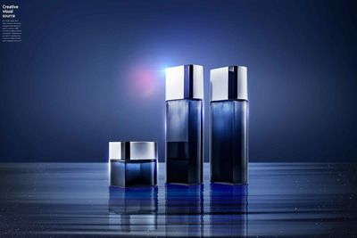 深色光线背景护肤化妆品套装广告电商海报素材