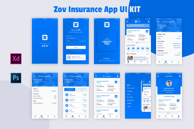 保险业务相关的APP UI 模板下载（XD,PSD）