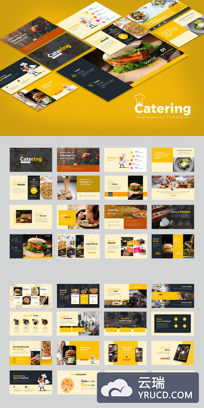 时尚高端专业的餐饮powerpoint幻灯片演示模板（pptx）