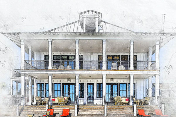 建筑素描照片效果ps水彩动作下载