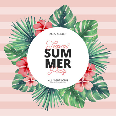 热带夏日促销海报模板