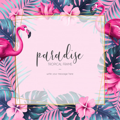 异国情调的花卉框架设计插画