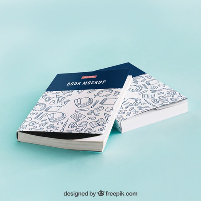 重叠的书籍封面展示场景样机[PSD]