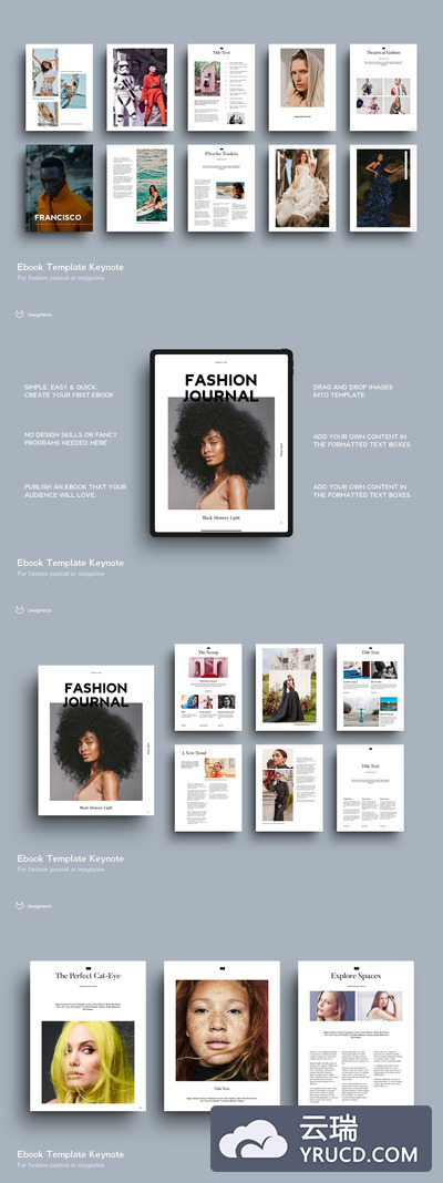 22页时尚与现代的模特杂志电子书模板[KEY]