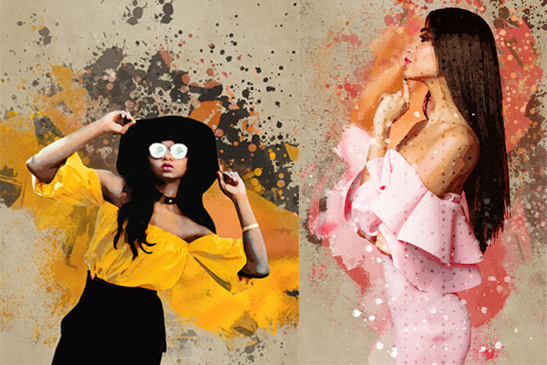 水彩斑点飞溅效果照片后期处理ps动作