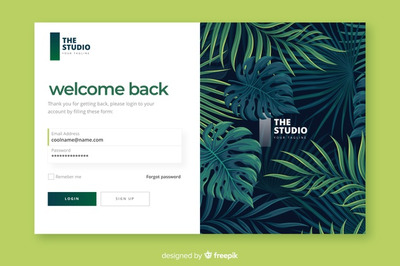 热带树叶登录登陆页设计模板