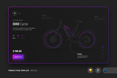 酷炫的自行车专题网站模板下载（FIG,PSD,SKETCH,XD）