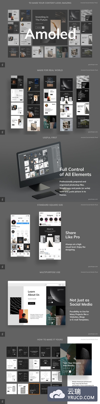 时尚高端专业优雅的高品质社交媒体banner海报设计模板集合-PSD