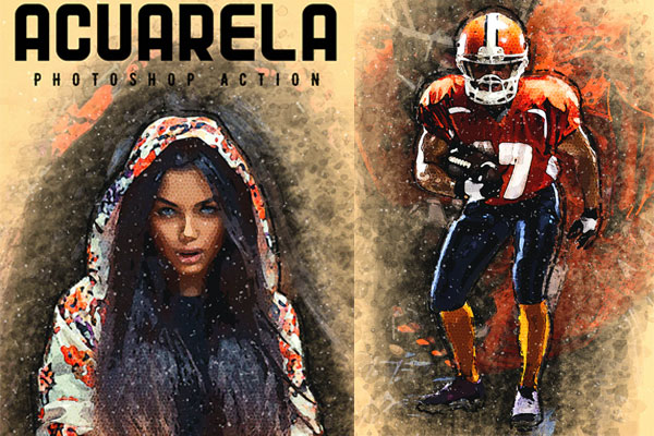 水彩画艺术效果照片处理ps动作