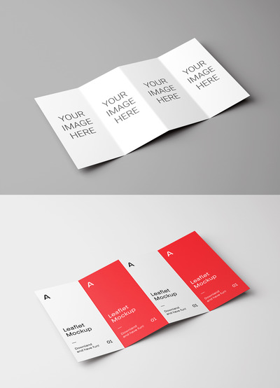 四折页广告传单小册子版式设计样机模板