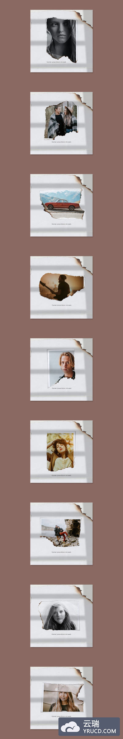 撕纸和燃烧后的肌理效果样机（PSD）