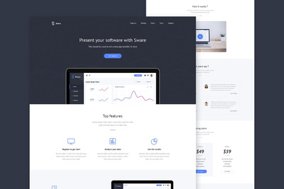 SaaS开发的软件登录PSD模板（PSD）