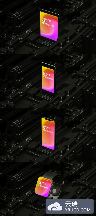 科幻艺术与效果的iPhone 11 手机样机场景下载（PSD）