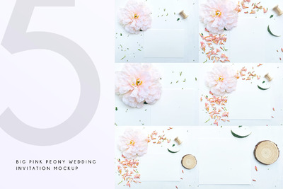 大粉红牡丹婚礼请柬模型（PSD）
