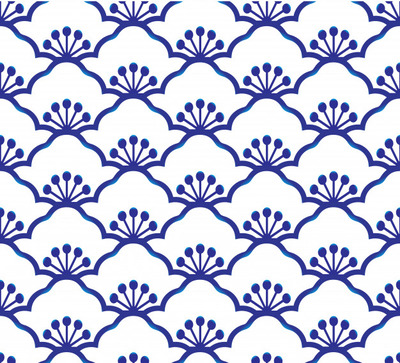 无缝靛蓝日式陶瓷图案素材