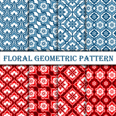 几何花卉装饰无缝图案背景