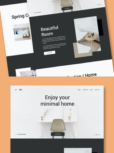 时尚的家居和家具网站模板（AI,EPS,PSD,XD）