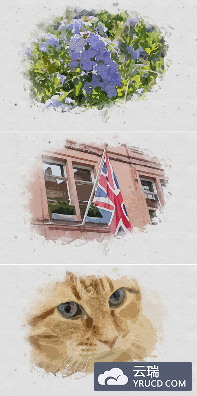 水彩颜料绘画效果psd样机模板